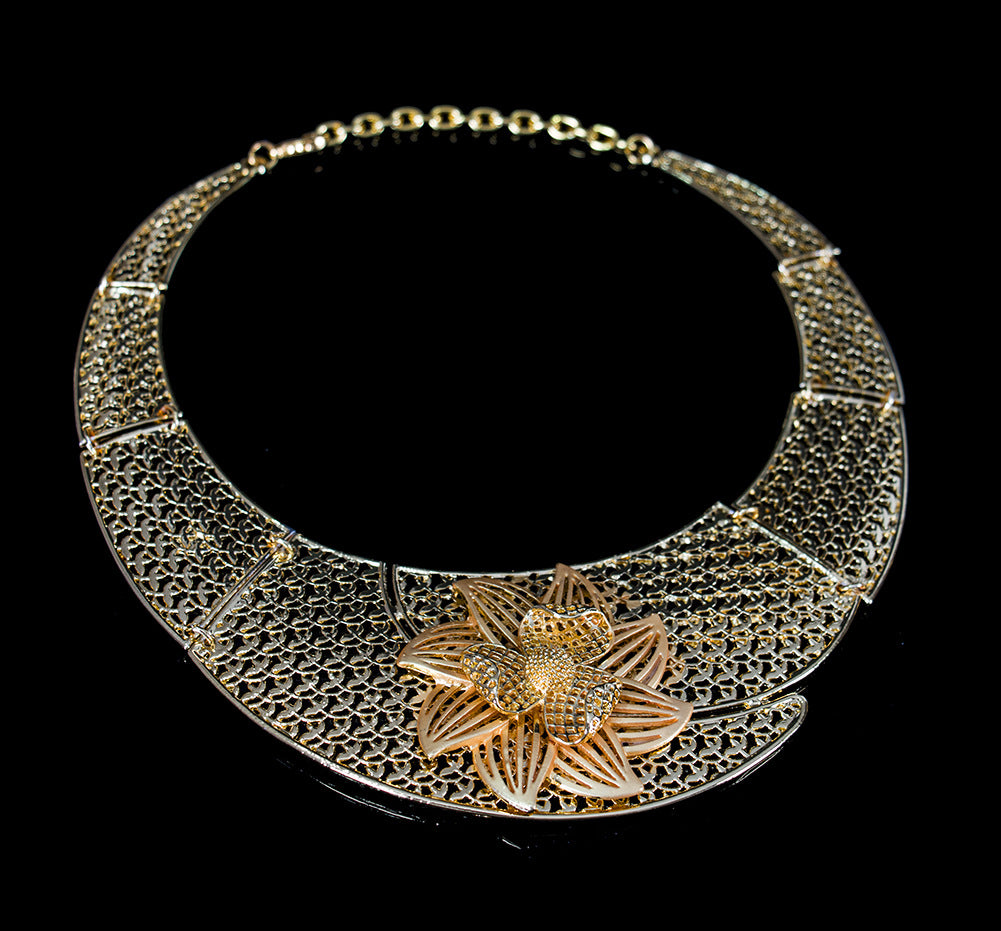 Alloy Jewelry Four-piece Necklace Bracelet Earrings Ring  Real Gold Plating