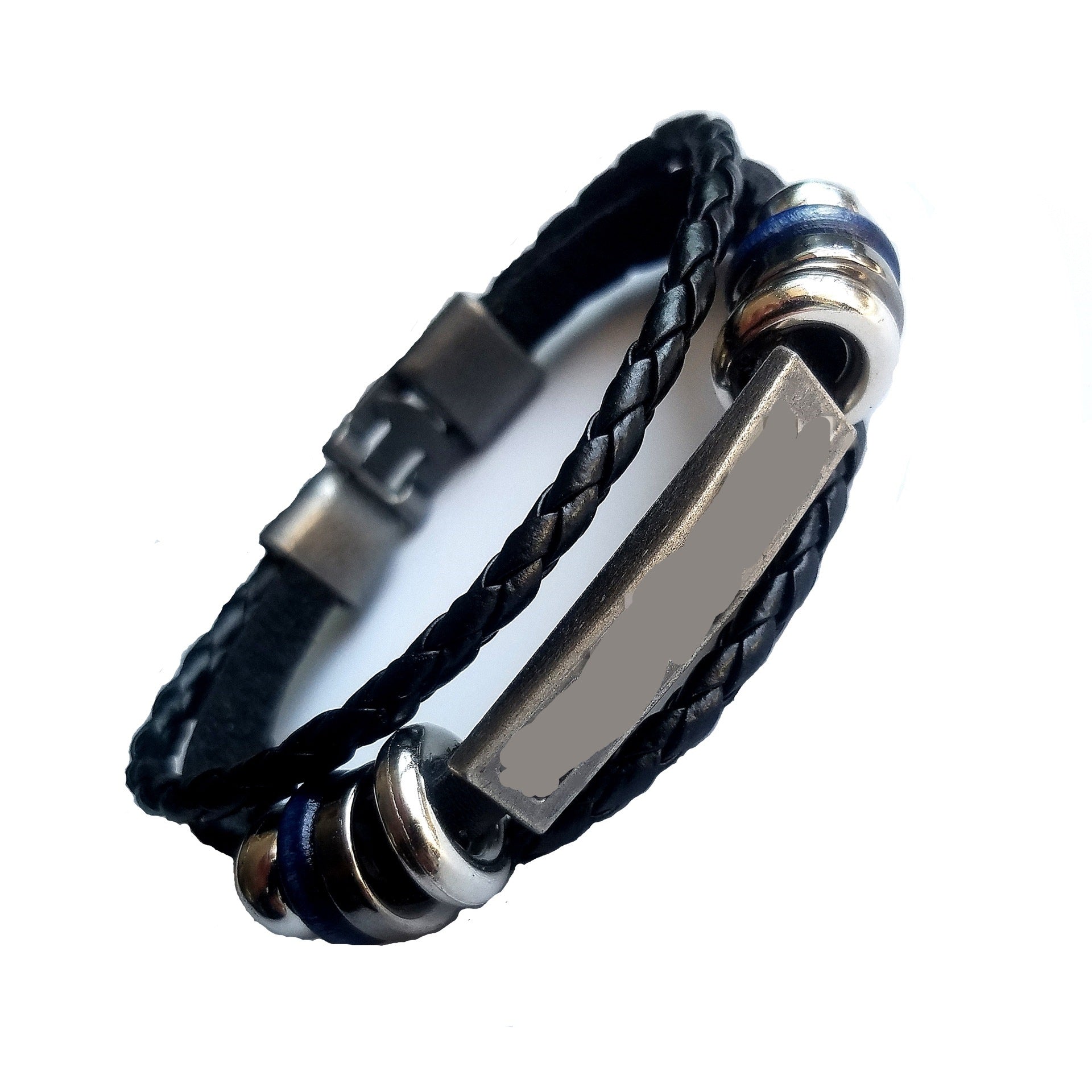 Punk Jewelry Leather Beaded Braided Rope Bracelet  Alloy Clasp Bracelet Korean Jewelry Student Bracelet