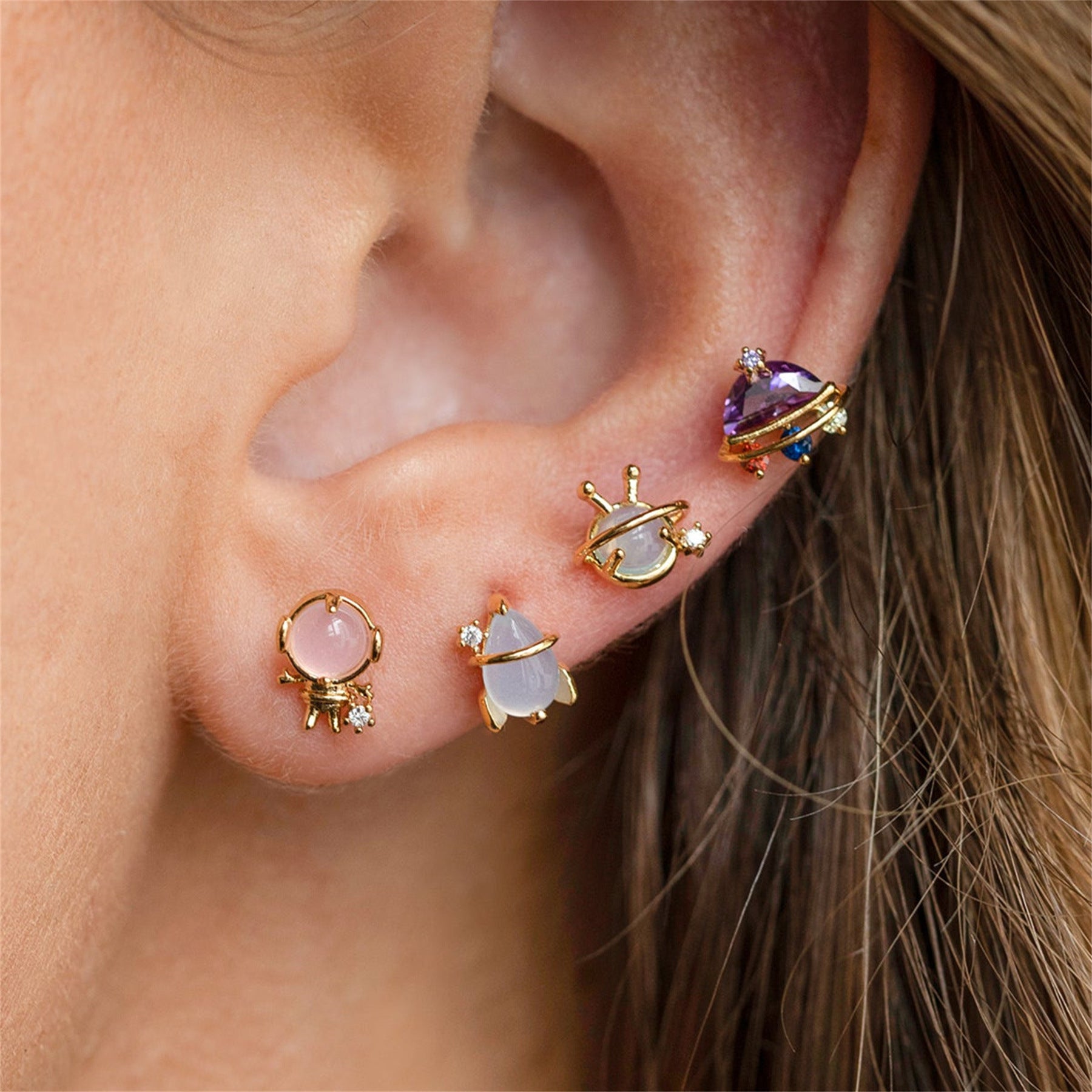 Creative Cartoon Wind Space Series Earings Set